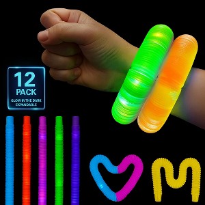 Christmas Light Up Pop Tube Toy 12 Pack, 25” Stretchy Glow in the Dark Pop Tube Sensory Fidget Gift Toys for Kids, Fun Christmas Gifts & Party Favors - 1 of 4