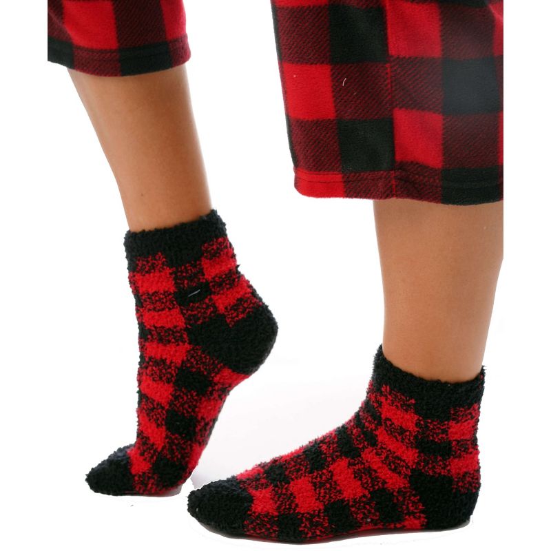 #followme  Womens Printed Microfleece Button Front PJ Pant Set with Socks / Winter Pajamas, 3 of 4