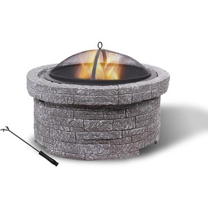 Misco 26.7-inch Cobblestone Fire Pit: Rustic Charm for Outdoor Gatherings - Gray - 1 of 4