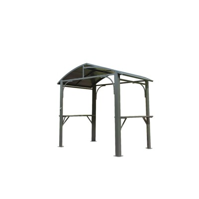VisioGear Canopies and Gazebos, Hardtop Gazebo with Arc Roof, Gazebo Pavilion for Patio and Backyard, Gray, 96.61"*64.17"*93.11"