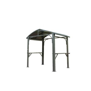 VisioGear Canopies and Gazebos, Hardtop Gazebo with Arc Roof, Gazebo Pavilion for Patio and Backyard, Gray, 96.61"*64.17"*93.11" - 1 of 4