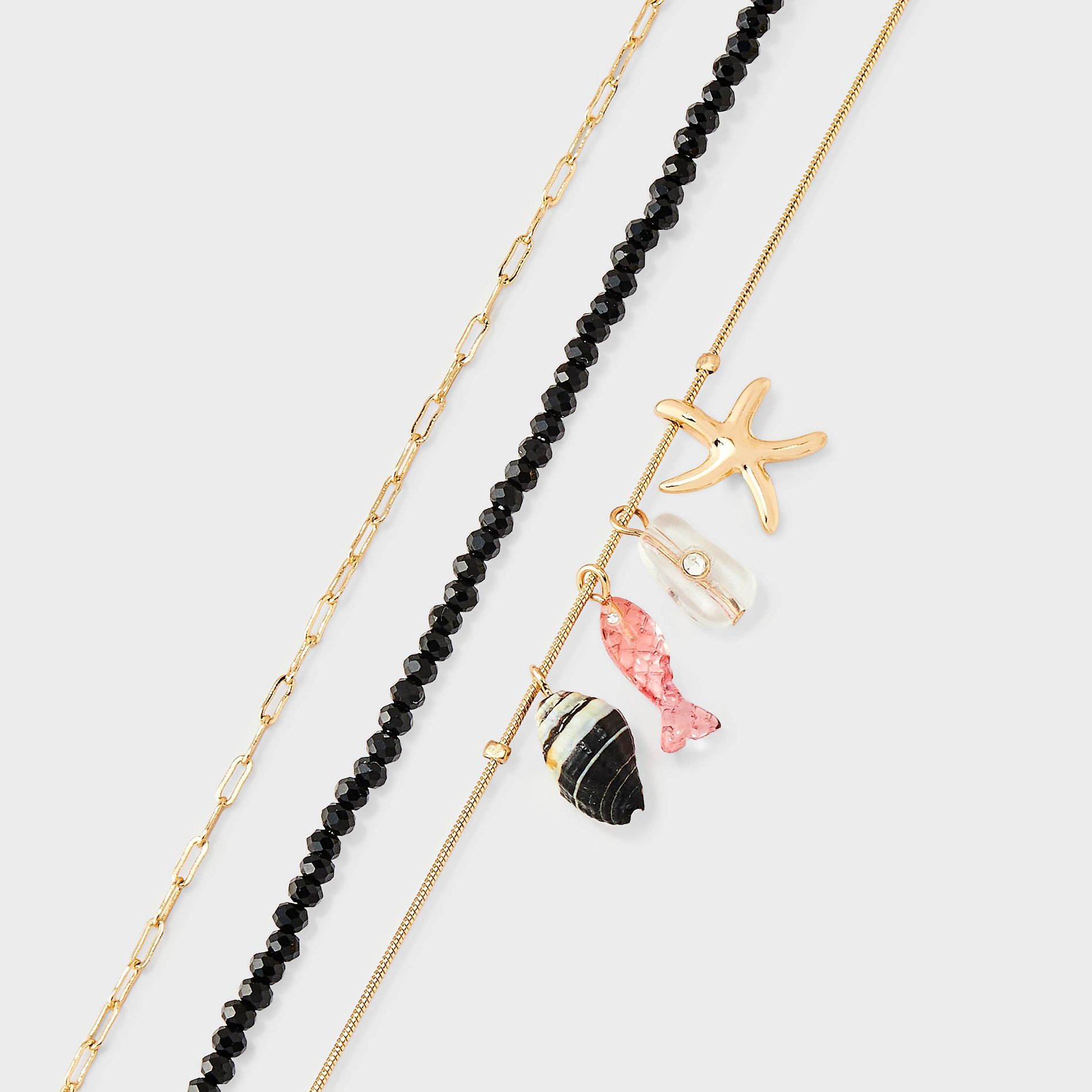 Beads & Shells Anklet 3pc Set - A New Day™