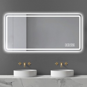 PAGED 24" x 48" Bathroom Mirror with Light, Rectangle Dimmable Vanity Mirror for Bathroom, Living Room Wall Decor, Anti-Fog, Horizontal - 1 of 4
