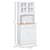 67" Modern Buffet with Hutch, Louvered Kitchen Pantry Microwave Cabinet with Framed Glass Doors and 2 Drawers - 3 of 4