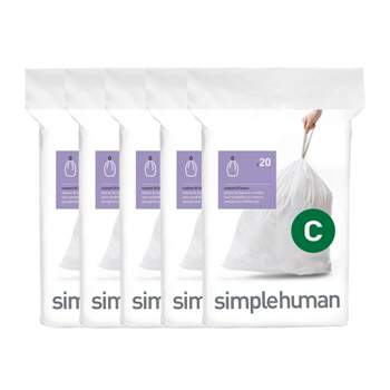 simplehuman Code H Custom Fit Liners, Drawstring Trash Bags, 30-35 Liter /  8-9 Gallon, 3 Refill Packs (60 Count)