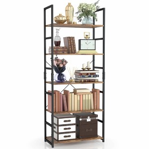 Aoibox 5 Tier Tall Bookcase Shelf Organizer Modern Storage for Bedroom Living Room Home Office Vintage Style Sturdy Design - 1 of 4