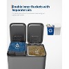 Stainless Steel Trash Can with Lid for Kitchen, Large Dual Trash and Recycle Bin Combo, Step-on Garbage Cans, PP Inner Buckets - 4 of 4