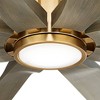60" Possini Euro Design Defender Modern Indoor Outdoor Ceiling Fan with Dimmable LED Light Remote Control Soft Brass Oak Damp Rated for Patio Exterior - 3 of 4