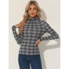 Allegra K Women's Turtleneck Long Sleeve Stretch Slim Plaid Casual Blouse - image 3 of 4