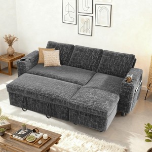 Dyonery 2-in-1 Convertible Futon Sleeper Sofa Bed,Pull Out Couch with Armrests Storage/Side Pockets,Comfy Sofa for Living Room, Apartment,Loveseat - 1 of 4