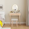 ELECWISH 31.5" Wood Vanity Desk Set with LED Mirror & Stool - 3-Way Lighting, 2 Drawers, Soft-Padded Seat - 2 of 4