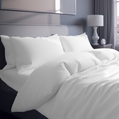 Full Bright White Striped Cotton Deep Pocket Sheet Set