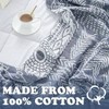 Boho 100 Cotton Muslin Blanket, 3 - Layer Twin Size, Geometric Lightweight Reversible Throw, Blue 60x80 Inches - 2 of 4