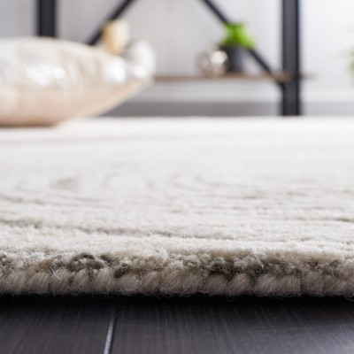 Ivory and Gray Abstract 4' x 6' Hand-Tufted Wool Area Rug