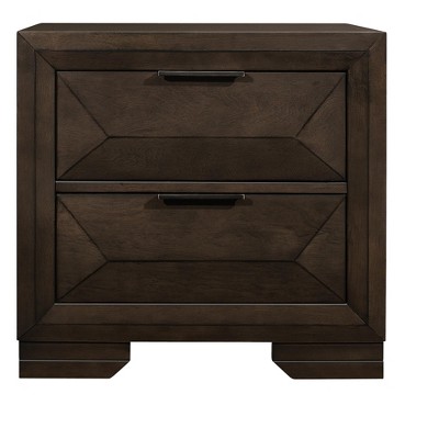Contemporary Design 2-Drawers Nightstand 1pc Bedroom Furniture Warm Espresso Finish Raised Panel Front