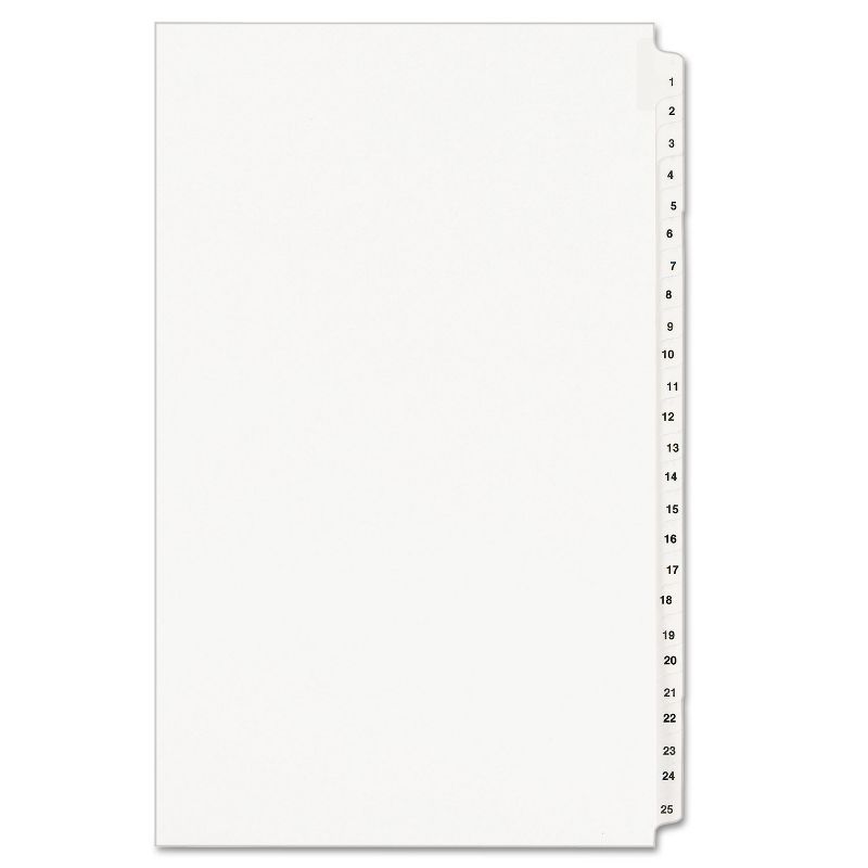 Avery-Style Legal Exhibit Side Tab Divider Title: 1-25 14 x 8 1/2 White 01430, 1 of 7