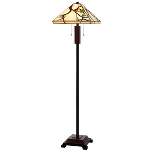 60" Metal/Resin Floor Lamp with Tiffany Stained Glass Shade Dark Bronze - Cal Lighting