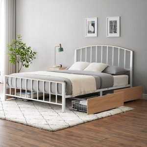 Queen Bed Frame with 4 Drawers - Platform Bed Frame with Headboard & Footboard, Mattress Foundation with Steel Slats Support, No Box Spring Needed - 1 of 4
