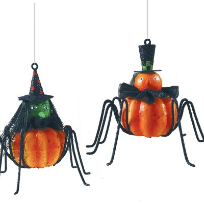 Gallerie II Spider Pumpkin Ornament Set of 2