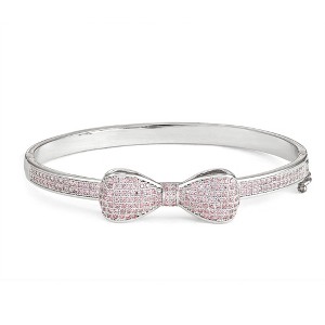 Junior Jewels Silver Plated Cubic Zirconia Bow Bangle - 1 of 2