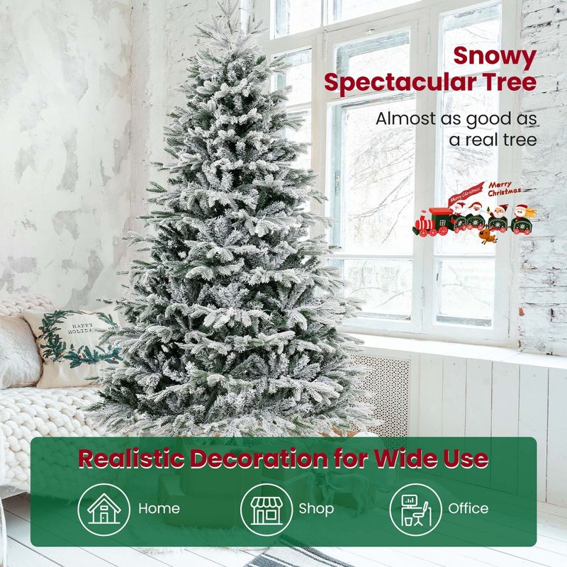 Costway 4.5 FT/6FT/7FT Pre-Lit Christmas Tree Snow Flocked Hinged Xmas Decoration with 200/350/450 Lights, 5 of 11