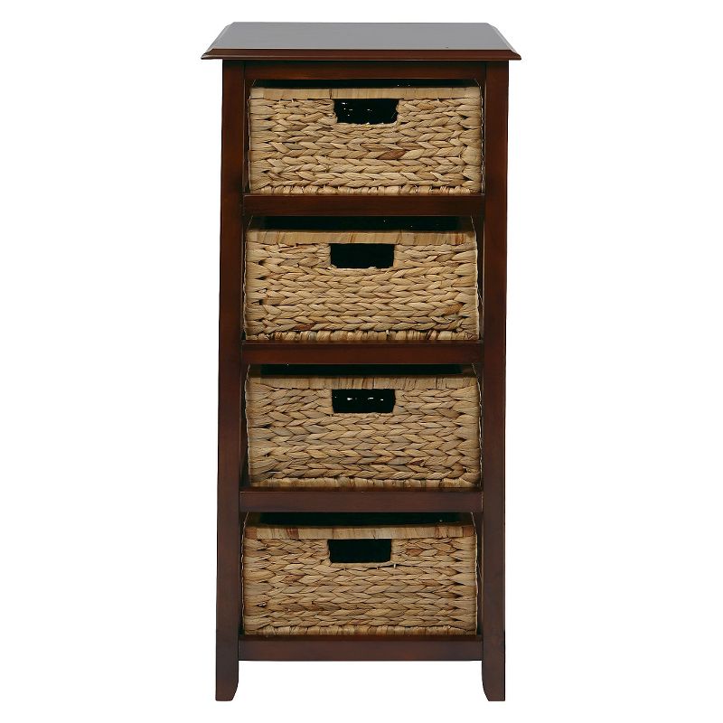 Seabrook FourTier Storage Unit with Espresso and Natural Baskets - OSP Home Furnishings, 4 of 8