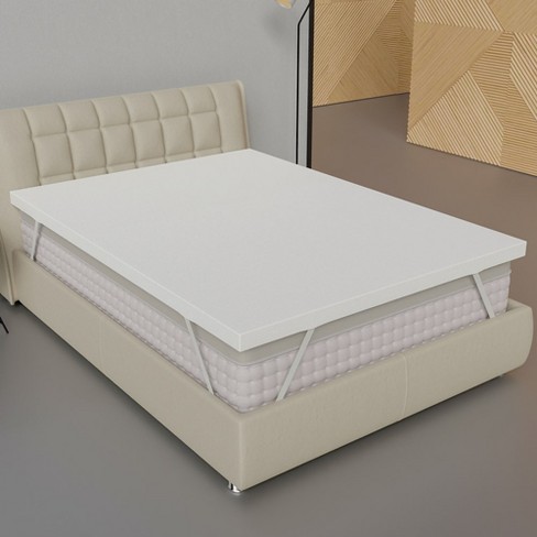 Memory Foam Mattress Topper with Cooling Removable Cover - Linen