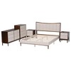 Baxton Studio Nikolai Mid-Century Channel Tufted Beige Fabric and Wenge Brown Wood 5-Piece Queen Bedroom Set - 3 of 4