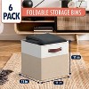 Ornavo Home 6 Pack Linen Fabric Storage Cube Bin with Faux Leather Handles - 2 of 4