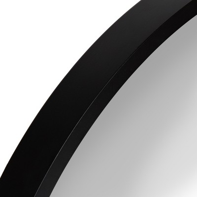 22" Round Black Wood Accent Wall Mirror