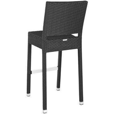 Bethel Black Wicker and Aluminum Bar Stool