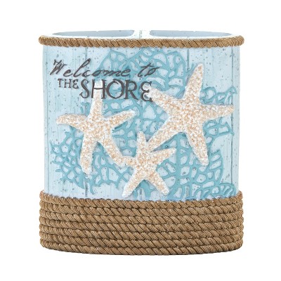 Lakeside Welcome to the Shore Coastal Accent Bathroom Toothbrush Holder