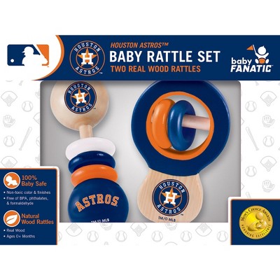 Baby Fanatic Wood Rattle 2 Pack - MLB Houston Astros Baby Toy Set