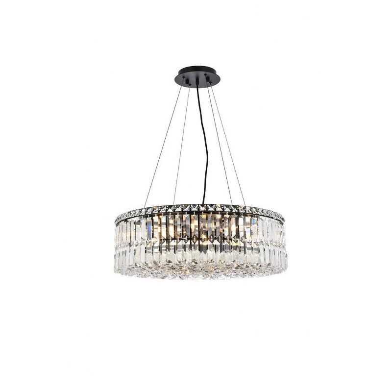 Maxime Black and Clear Crystal 12-Light Metal Chandelier