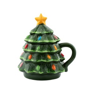 Mr. Christmas 16 oz. Nostalgic Ceramic Tree Lidded Mug - 1 of 3