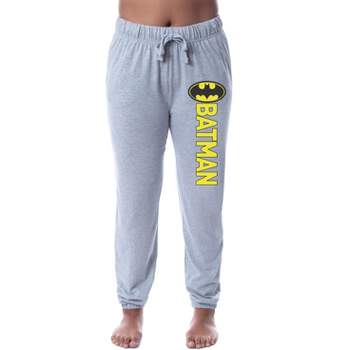 DC Comics Womens' Batman Classic Bat Logo Sleep Jogger Pajama Pants Grey