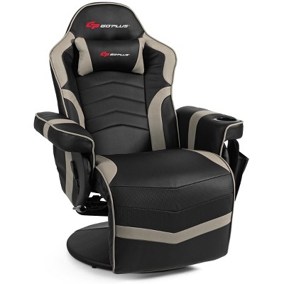 Costway Massage Gaming Recliner Reclining Racing Chair Swivel BlackGrayBlueRed Pink