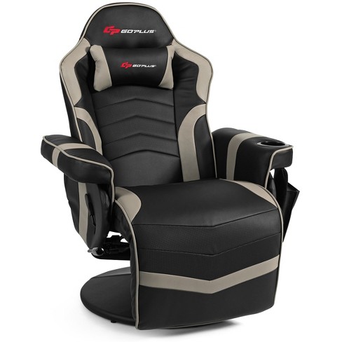 Costway Massage Gaming Recliner Reclining Racing Chair Swivel Gray : Target