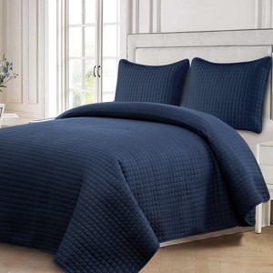 Egyptian Linens Oversized Reversible Quilted Bedspread Set - 1 of 4
