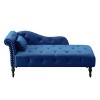 Aijia 60.6" Velvet Chaise Lounge (Left Arm) - Tufted Button & Nailhead Trim Design with Solid Wood Legs & Pillow, 300lb Capacity - 2 of 4
