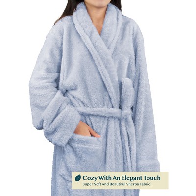 Dusty Blue XL/2XL Plush Fleece Sherpa Bathrobe
