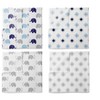 Bacati - Elephants Blue/Gray Muslin Swaddling Blankets set of 4 - 3 of 4