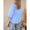 Coolmee Women's Babydoll Tops Fashion Tie Front 3/4 Length Puff Sleeve Bow Cute Peplum Blouses Shirts - 3 of 4