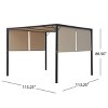 GDFStudio Kentwood Outdoor 9.5' x 9.5' Steel Flat Top Pergola, Beige/Black - 3 of 4