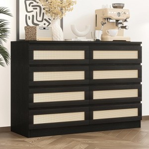 8 Drawer Double Dresser for Bedroom, Rattan Chest of Dressers - 1 of 4