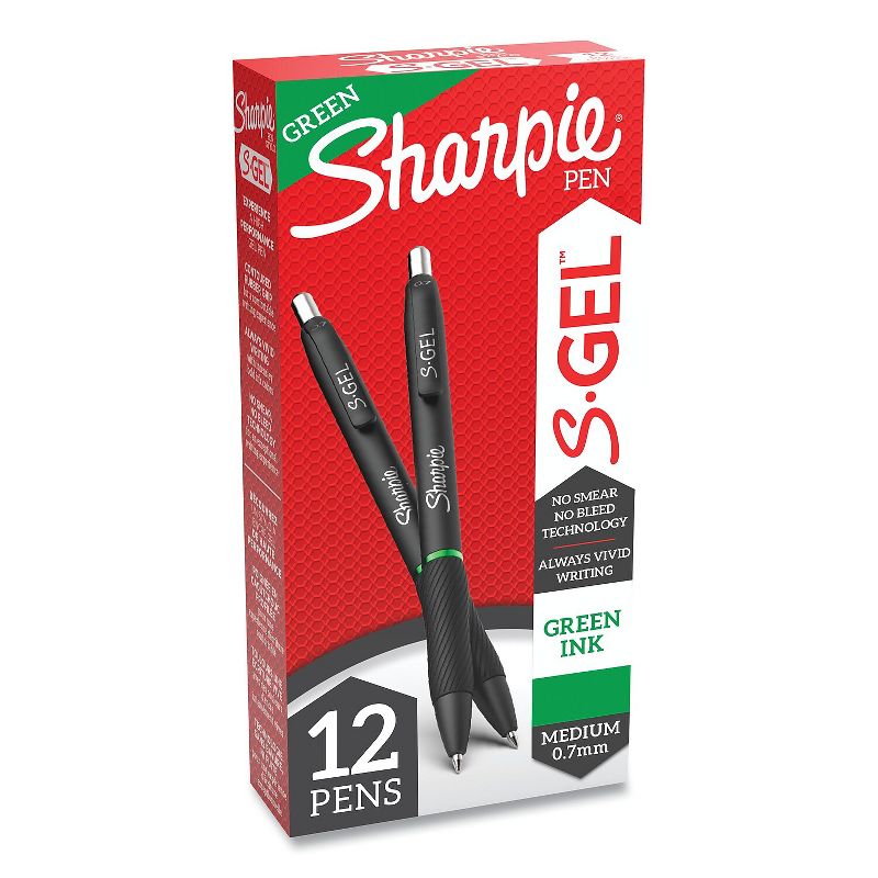 Sanford Sharpie S-Gel High-Performance Gel Pen Retractable Medium 0.7 mm Green Ink Black Barrel, 2 of 5