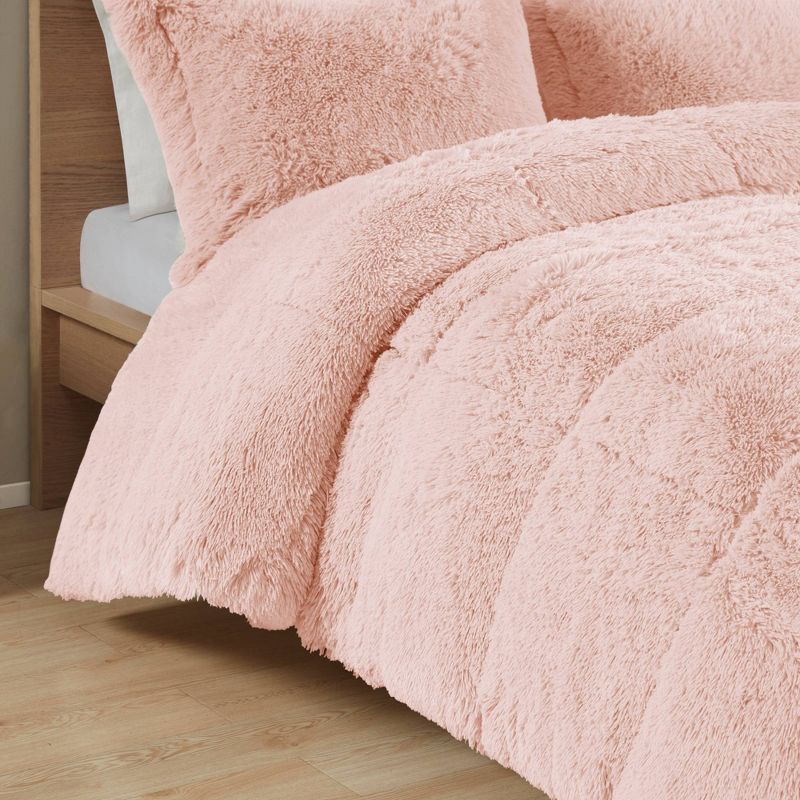  Intelligent Design Leena Shaggy Long Faux Fur Comforter Mini Set, 6 of 15