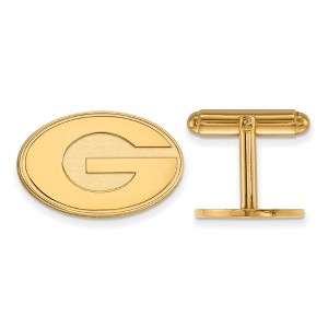 Black Bow Jewelry 14k Yellow Gold Georgia Bulldogs NCAA Cuff Links - 1 of 3