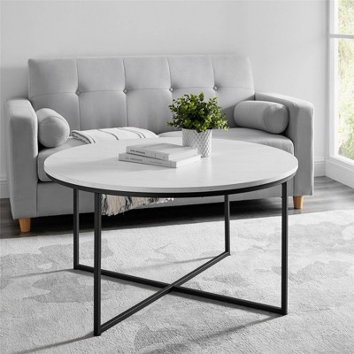 Vivian Glam X Leg Round Coffee Table, White Round Side Table Target