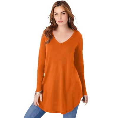 Roaman's Women's Plus Size V Neck Thermal Swing Tunic